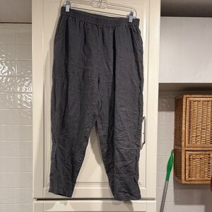 Laovanln Gray capris Pants size large 10:27 100% linen